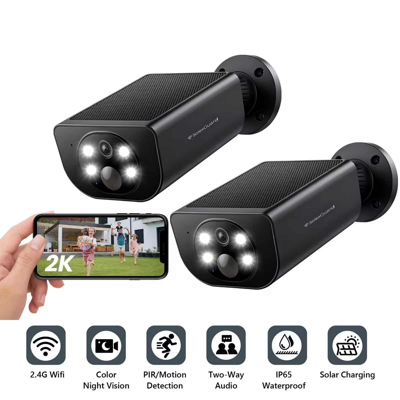 Family Pack (2 Units) SolexGuard S1 - Ultra 2K Wireless Solar Security Camera